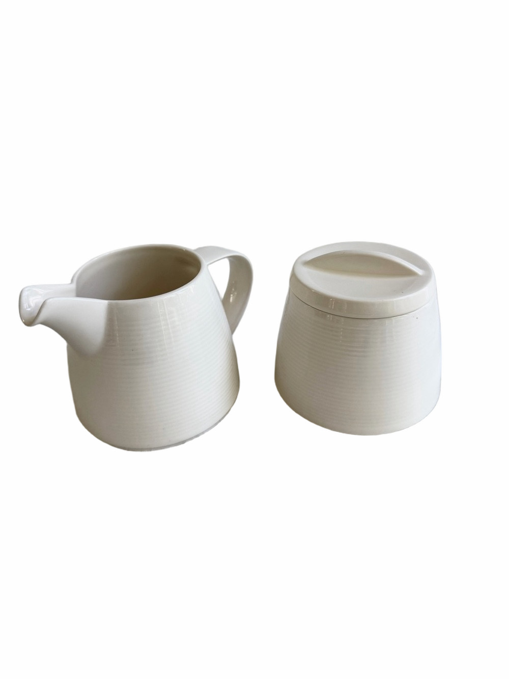 Gluckstein Home White Ivory Porcelain Sugar and Creamer Set Ribbed Texture
